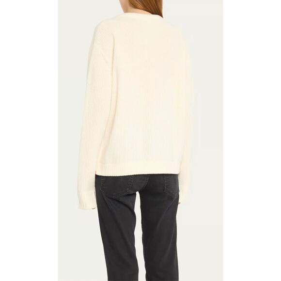 Kule Blythe Wool Cashmere V-Neck Cream Sweater Long Sleeve Cozy Warm Knit Medium - Picture 2 of 11
